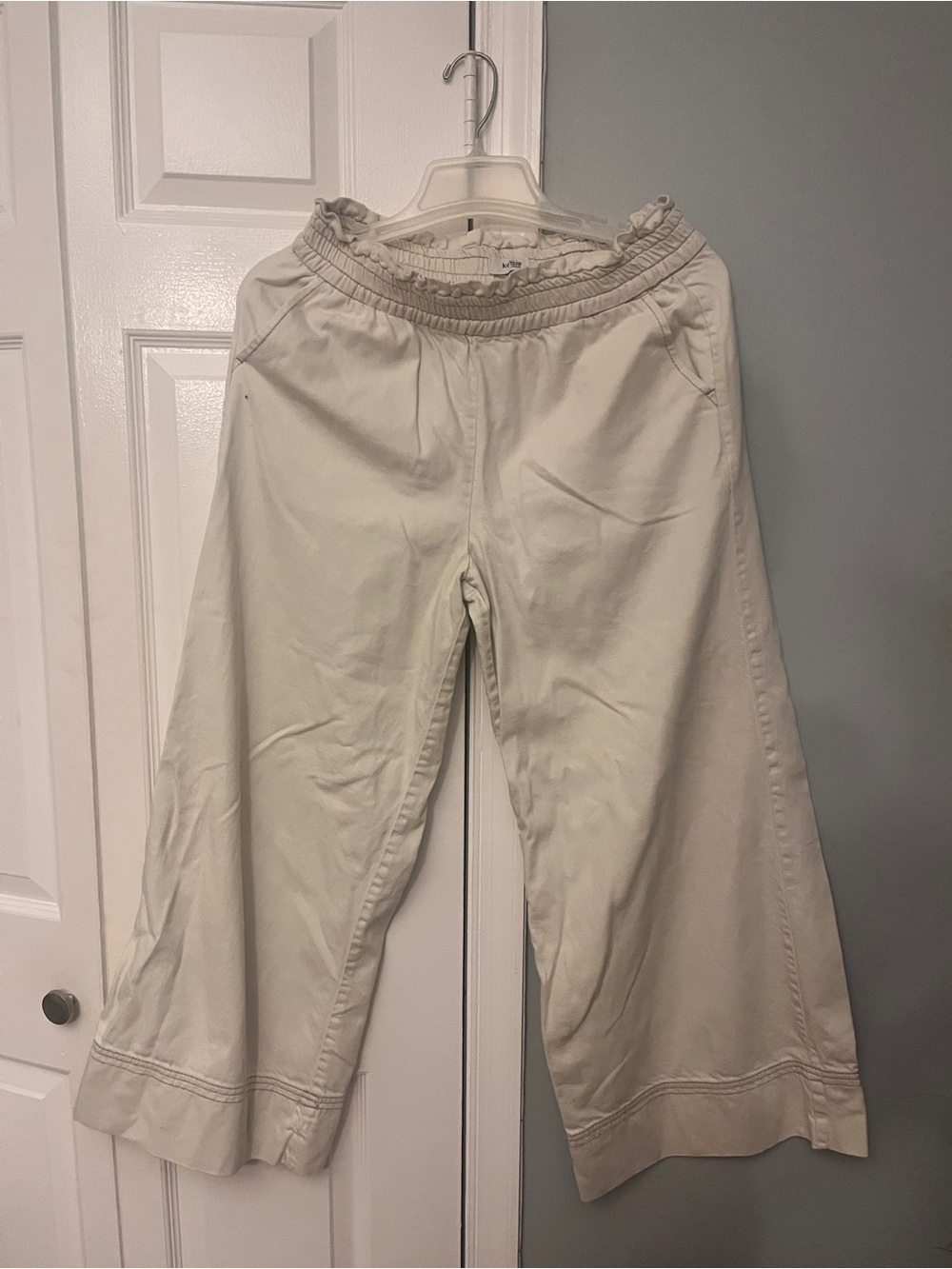 Kensie Cream Elastic Waist Casual Pants